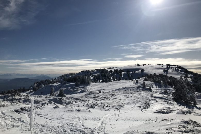 Sneeuwschoenpad: van de gondel van Fierney naar Crêt de la Neige._Crozet